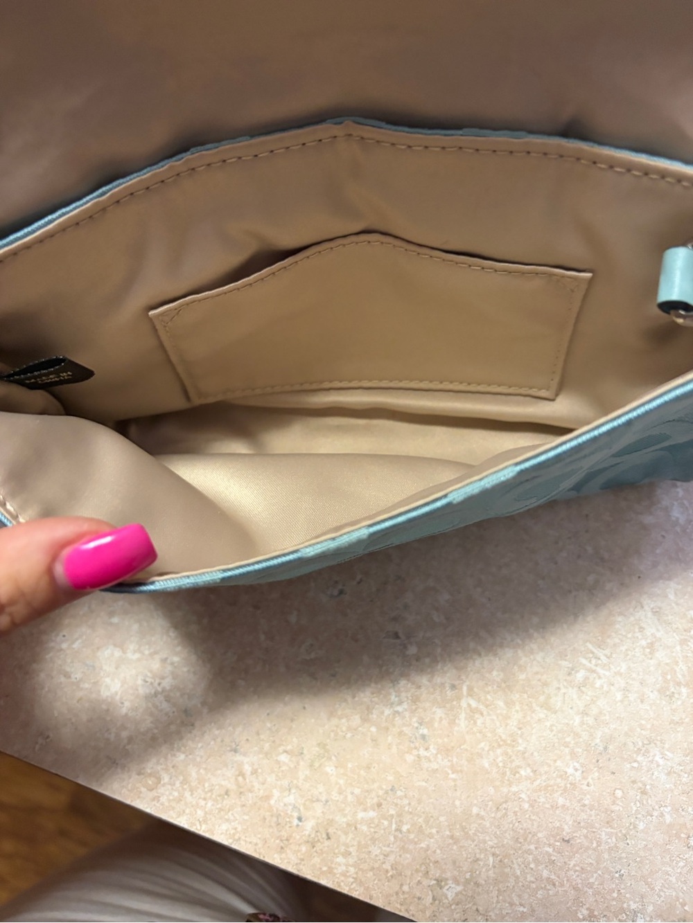 Vintage Coach Teal Signature Jacquard Clutch with Silver-Tone Turnlock y2k - Picture 7 of 11